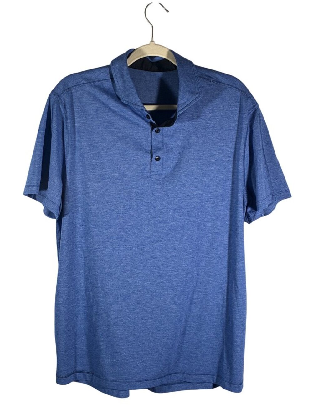 Lululemon Evolution Polo Shirt Short Sleeve Royal Blue Mens Size L athletic